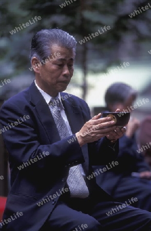 a tea ceremony in a traditional teahouse in the City centre of Tokyo in Japan in Asia,



