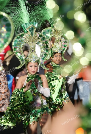 EUROPA, SPANIEN, ATLANTISCHER OZEAN, KANAISCHE INSELN, KANAREN, GRAN CANARIA, LAS PALMAS, CARNEVAL, CARNAVAL, FASNACHT, SHOW, FEST, FESTIVAL, UMZUG, TANZ, TRADITION, KULTUR, FRAU, PORTRAIT,  (Urs Flueeler) 