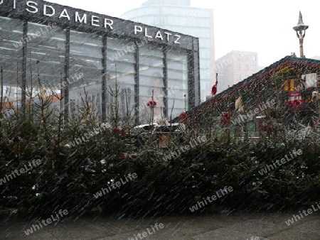 Berlin Postdamer Platz bei Regen