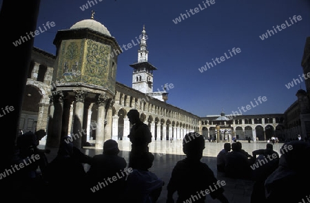 Die Umayyad Moschee in der Hauptstadt Damaskus in Syrien im Nahen Osten.