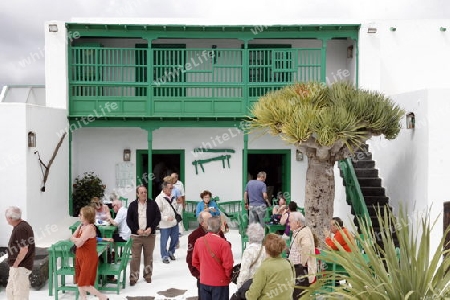 the sunday market in the old town of Teguise on the Island of Lanzarote on the Canary Islands of Spain in the Atlantic Ocean. on the Island of Lanzarote on the Canary Islands of Spain in the Atlantic Ocean.
