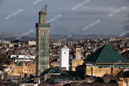 The Medina of old City in the historical Town of Fes in Morocco in north Africa.