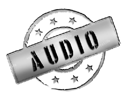 AUDIO - Zeichen, Symbol im Retro Stil fuer Praesentationen, Prospekte, Internet, ...