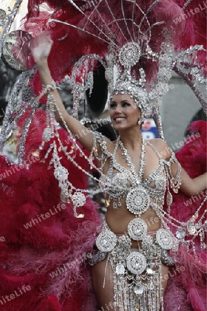 the carneval in the city of Las Palmas on the Island Gran Canary on the Canary Island of Spain in the Atlantic Ocean. 