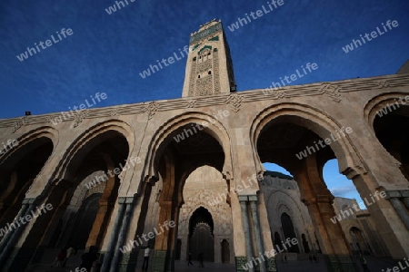 The Hassan 2 Mosque in the City of Casablanca in Morocco , North Africa.