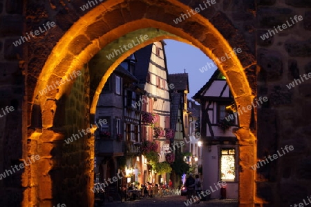 the olt town of the village of Riquewihr in the province of Alsace in France in Europe