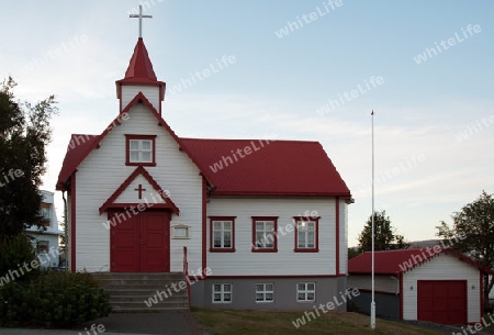 Der Norden Islands, katholische Kirche Peturskirkjan in Akureyri