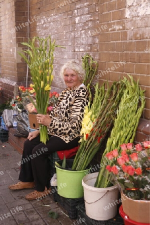 The Flower Market in the old City of Warsaw in Poland, East Europe.