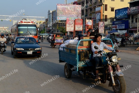 The Market in the old City of Siem Riep near the Ankor Wat Temples in the west of Cambodia.