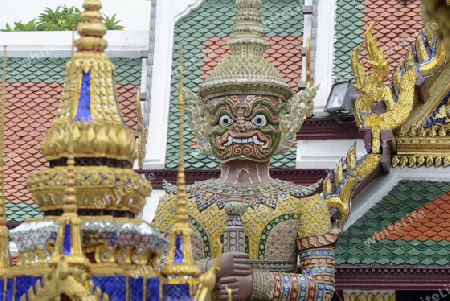 Die Tempelanlage des Wat Phra Kaew in der Hauptstadt Bangkok von Thailand in Suedostasien.