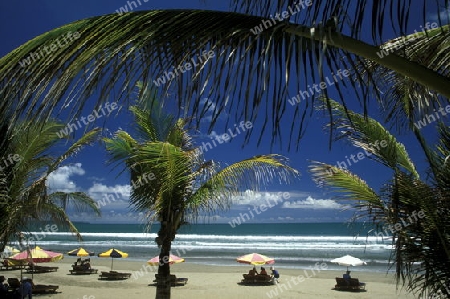 Ein Strand in Nusa Dua im Sueden der Insel Bali in Indonesien in Suedostasien.