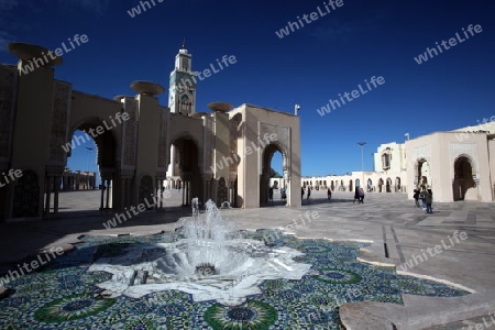 The Hassan 2 Mosque in the City of Casablanca in Morocco , North Africa.