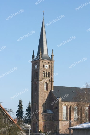 View of the church in Reichenbach near Baumholder, Germany  Ansicht der Kirche in Reichenbach bei Baumholder,Deutschland