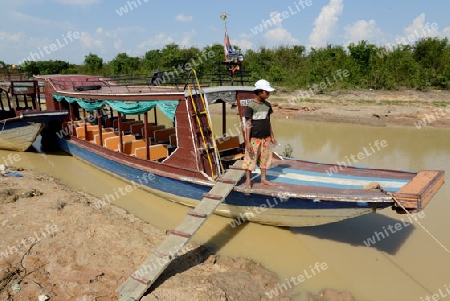 The river the Lake Village Kompong Pluk at the Lake Tonle Sap near the City of Siem Riep in the west of Cambodia.