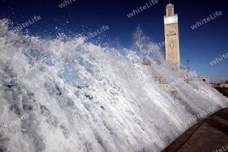 The Hassan 2 Mosque in the City of Casablanca in Morocco , North Africa.