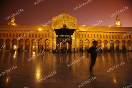 Asien, Naher Osten, Syrien, Damaskus,   Der Innenhof der  Omaijad Moschee im Souq und Altstadt von Damaskus in der Hauptstadt von Syrien. 