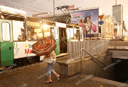 A City Train the modern City of Warsaw in Poland, East Europe.