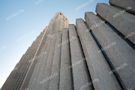 Reykjavik, Hallgrimskirkja, Kirche in der n?rdlichsten Hauptstadt Europas, Blick zum Turm hoch