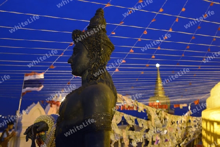 Die Tempelanlage des Goldenen Berg in der Hauptstadt Bangkok von Thailand in Suedostasien.