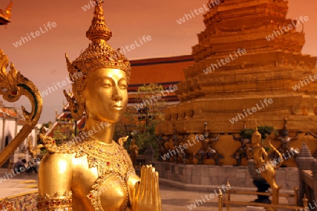 Im inneren des Wat Phra Keo im Tempelgelaende beim Koenigspalast im Historischen Zentrum der Hauptstadt Bangkok in Thailand. 