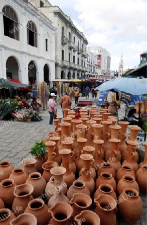 Suedamerika, Karibik, Venezuela, West, Maracaibo, Kolonial, Altstadt, Architektur, Kultur, Auto, Markt, Toeferei, Wochenmarkt, Alltag, Plaza Bolivar, Paseo de las Ciencias,