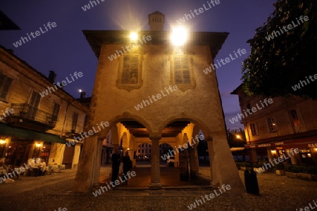 The Square in the Fishingvillage of Orta on the Lake Orta in the Lombardia  in north Italy. 