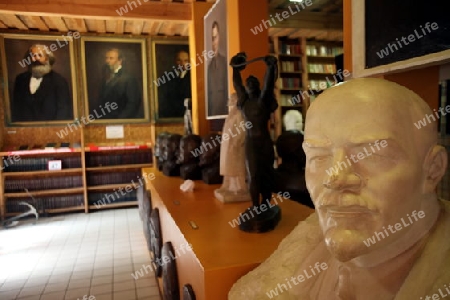 The historic Grutapark with old statues of Lenin and Stalin near the town of Druskininkai in the south of Vilnius and the Baltic State of Lithuania,  