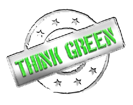 Sign, symbol, stamp or icon for your presentation, for websites and many more named THINK GREEN