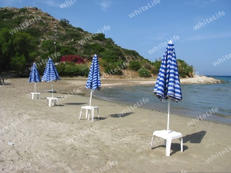 Leerer Strand in Griechenland. Almyros Beach, Kreta