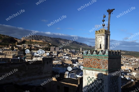 The Medina of old City in the historical Town of Fes in Morocco in north Africa.