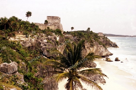 
Die Inka Ruinenstadt von Tulum an der Karibik in der Provinz Quintana Roo in Mexiko. 






