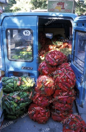 chili and peper at the city market in the city centre of Varna on the Blacksea in Bulgaria in east Europe.