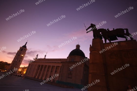 The old Town of the City Vilnius with the clocktower and the Johanneschurch  in the Baltic State of Lithuania,  