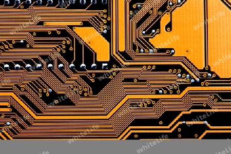 detail of the circuits of a computer motherboard