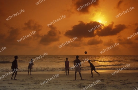 soccer player at the beach of Anjuna in the Province Goa in India.