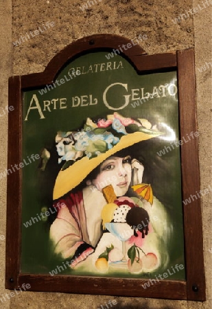 a Icecream Shop in the Fishingvillage of Orta on the Lake Orta in the Lombardia  in north Italy. 