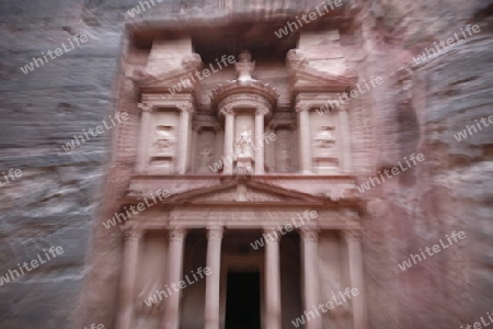 The Al Khazneh Treasury in the Temple city of Petra in Jordan in the middle east.