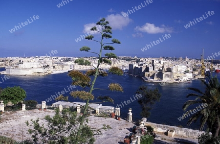 The centre of the Old Town of the city of Valletta on the Island of Malta in the Mediterranean Sea in Europe.
