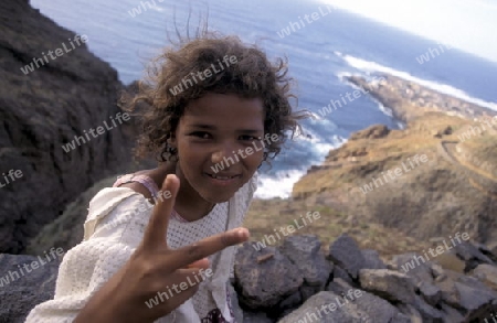 The village of Ponta do Sol near Ribeira Grande on the Island of Santo Antao in Cape Berde in the Atlantic Ocean in Africa.