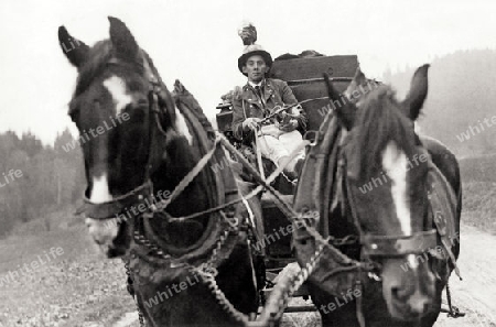 Postkutsche um 1900 im Spessart