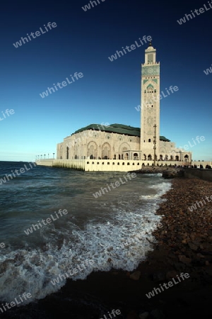 The Hassan 2 Mosque in the City of Casablanca in Morocco , North Africa.