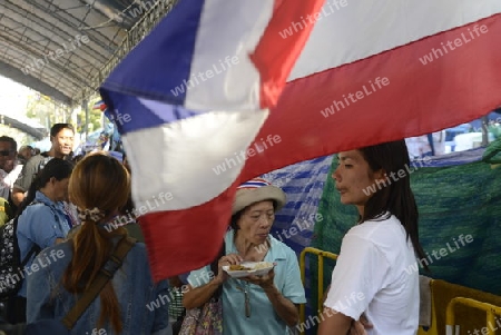 Thai anti-government protesters  during a rally at theDemocracy Monument in .Bangkok, Thailand, Saturday Jan.11 , 2014.