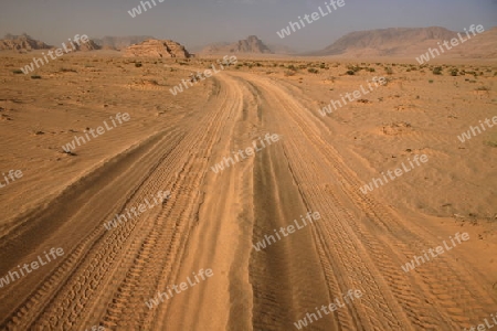 The Landscape of the Wadi Rum Desert in Jordan in the middle east.