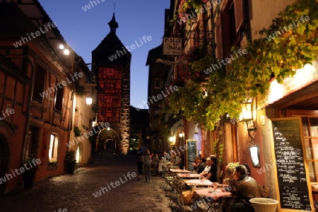 the olt town of the village of Riquewihr in the province of Alsace in France in Europe