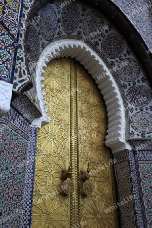 The Kindpalace of  Dar el Makhzen in the old City in the historical Town of Fes in Morocco in north Africa.