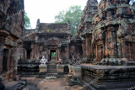 The Tempel Ruin of  Banteay Srei about 32 Km north of the Temple City of Angkor near the City of Siem Riep in the west of Cambodia.