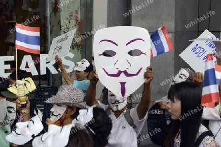 Eine Politische Demonstration in der Innenstadt um Pratunam in der Hauptstadt Bangkok von Thailand in Suedostasien.