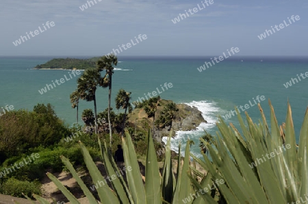 Der Aussichtspunkt Kap Promthep bei der Rawai Beach im sueden der Insel Phuket im sueden von Thailand in Suedostasien.