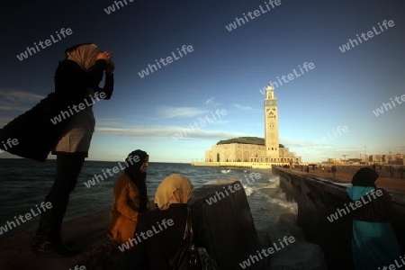 The Hassan 2 Mosque in the City of Casablanca in Morocco , North Africa.