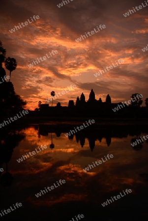 The Angkor Wat in the Temple City of Angkor near the City of Siem Riep in the west of Cambodia.